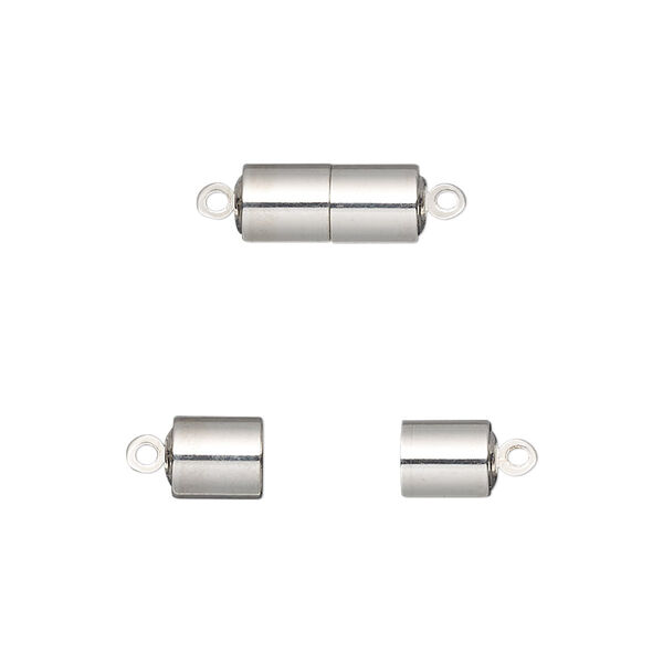 Clasp, magnetic, silver-finished brass, 11.5x5.5mm barrel. Sold individually. image number 0
