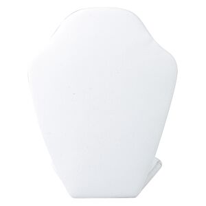Display, necklace, leatherette, white, 4 x 3 x 1-1/2 inches, VELCRO®-style tab on back with adjustable angle. Sold individually.