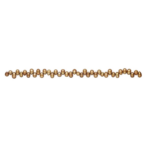 Freshwater pearl 1pkg1, top-drilled rice, 15.5-16 inch golden copper 7x6mm-10x7mm cultured image number 1