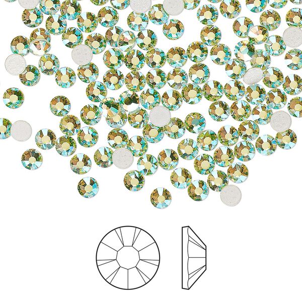 Flat back 144pk limecicle AB foil back, Preciosa MAXIMA Czech crystal hotfix rhinestone 3-3.2mm chaton rose round SS12 image number 0