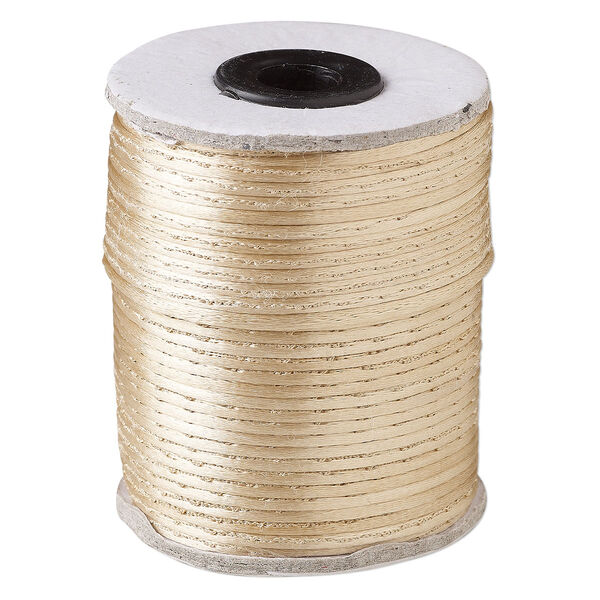 Cord, Satinique™, satin, light brown, 2mm. Sold per 200-foot spool. image number 0