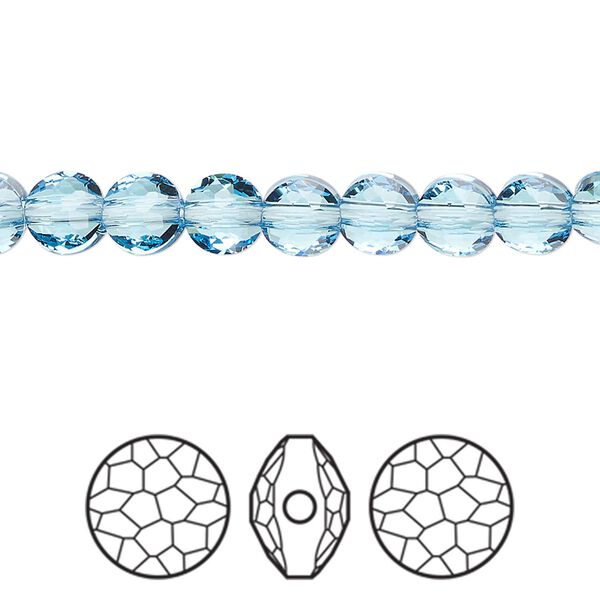 Bead 288pk aquamarine, Swarovski® 6mm puffed round 5034 image number 0