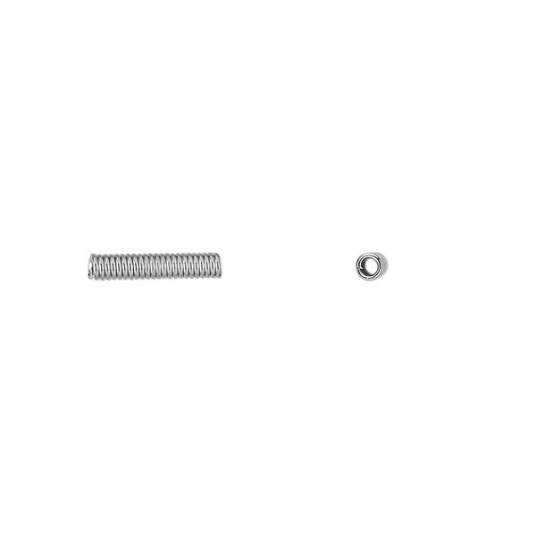 Cord coil, silver-plated brass, 10x2mm, 1mm inside diameter. Sold per pkg of 100. image number 0