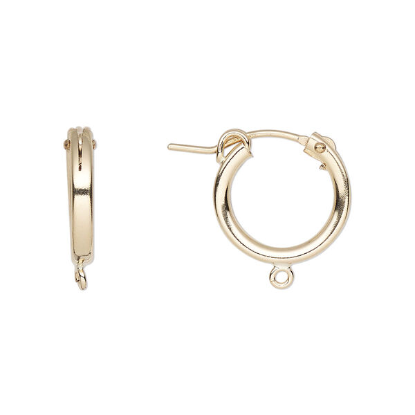 Earring, 14Kt gold-filled, 15mm round hoop with open loop latch-back closure. Sold per pair. image number 0
