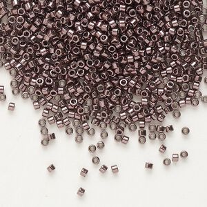 Seed bead, Delica®, glass, pkg/50g, #11 round, opaque nickel-plated dyed color smoky amethyst (DB-0454).