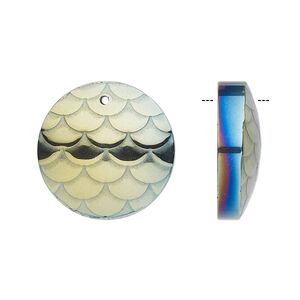 Hemalyke™ 1pkg1, electroplated scale design half domed round drop 20mm