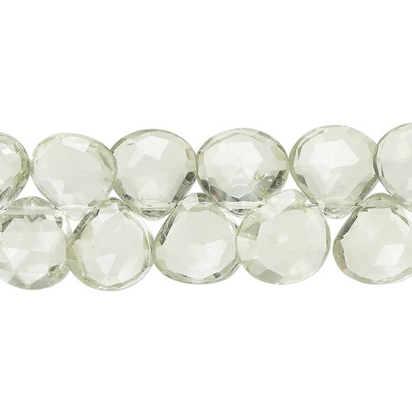 Green quartz 1pkg1, hand-cut top-drilled faceted puffed teardrop bead 7 inch 9x8mm-12x12mm image number 0