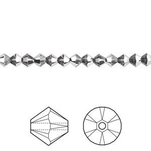 Bead 48pk crystal light chrome, Crystal Passions® 4mm bicone 5328