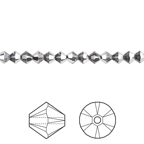 Bead 48pk crystal light chrome, Crystal Passions® 4mm bicone 5328 image number 0