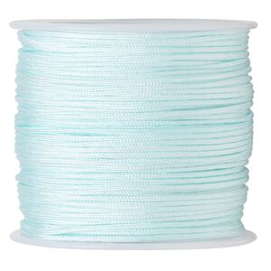 Cord, imitation silk, light blue, 1mm. Sold per 100-foot spool.