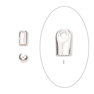 Cord end, glue-in, sterling silver, 7x4mm with 3mm inside diameter. Sold per pkg of 6.