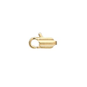 Clasp lobster claw 1pkg10 gold-plated, 13x6mm, brass 1-strand