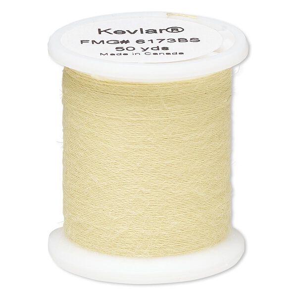 Thread, Kevlar®, yellow, 0.2mm diameter, 7-pound test. Sold per 50-yard spool. image number 0
