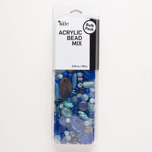 Bead mix acrylic 1pk 6mm-29x21mm mixed shapes, multi-blue 5.63 ounce
