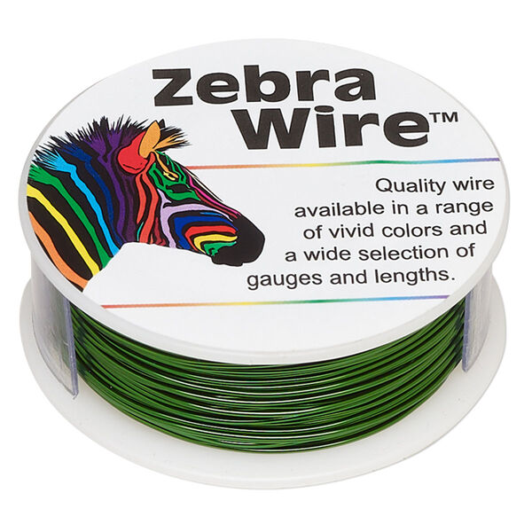 Wire, Zebra Wire™, color-coated copper, green, round, 22 gauge. Sold per 1/4 pound spool, approximately 45 yards (41 meters). image number 0