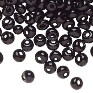 Seed bead glass 1pk #2 round, 50 gram opaque black
