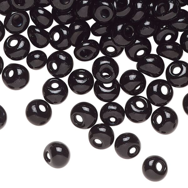 Seed bead glass 1pk #2 round, 50 gram opaque black image number 0