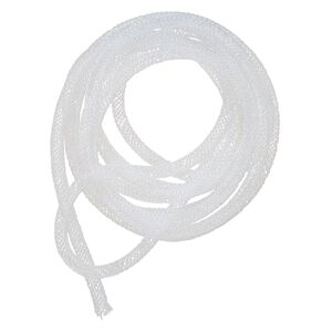 Mesh ribbon, nylon, white, 5mm tubular, fits up to 7mm bead. Sold per pkg of 6 feet.