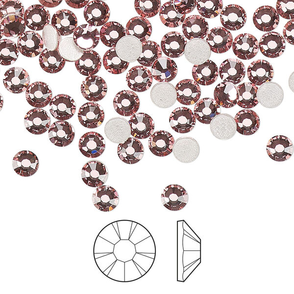 Flat back 1440pk light rose foil back, Preciosa MAXIMA Czech crystal hotfix rhinestone 3.8-4mm chaton rose round SS16 image number 0
