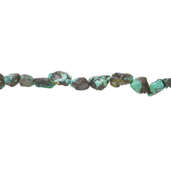 Turquoise 1pkg1, rough nugget bead, 15 inch medium to large / blue-green image number 1