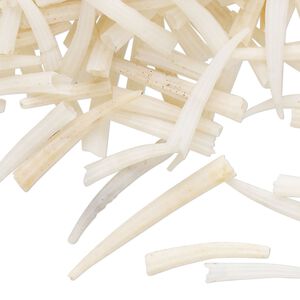 Component mix, Dentalium shell (bleached), 15-30mm undrilled. Sold per 1-ounce pkg, approximately 225-255 shells.