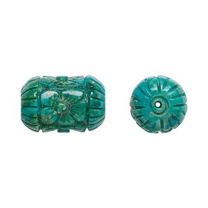 Turquoise 1pkg1, hand-carved tube bead 18x12mm