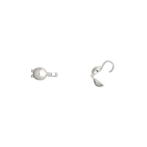 Bead tip, silver-plated brass, 8x3.5mm bottom clamp-on with open loop. Sold per pkg of 500.