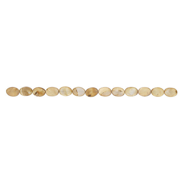 Mother-of-pearl shell 1pkg1, flat oval bead 15 inch golden light brown 18x13mm-18x14mm image number 1