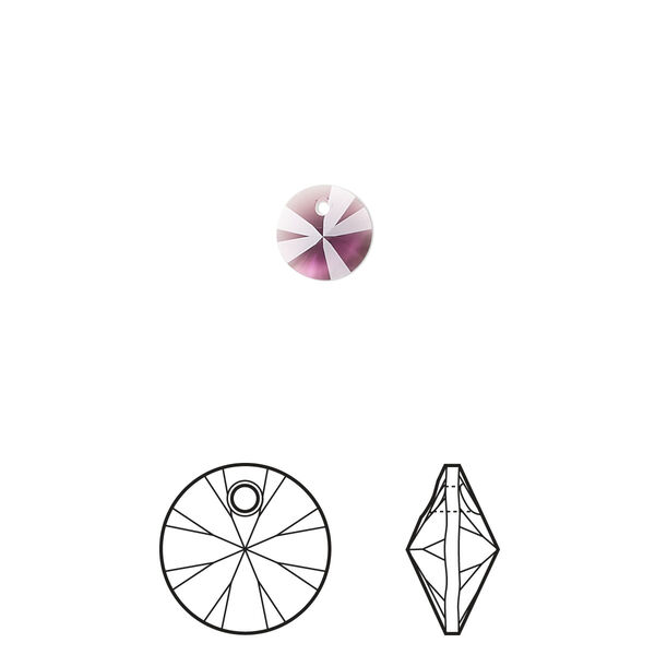 Drop 720pk amethyst, Swarovski® 6mm pendant mini disk 6428 image number 0