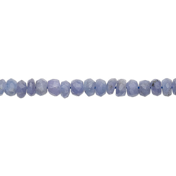 Bead, tanzanite (heated), 3x2mm-6x4mm graduated hand-cut faceted rondelle, C grade, Mohs hardness 6 to 7. Sold per 15" to 16" strand. image number 0