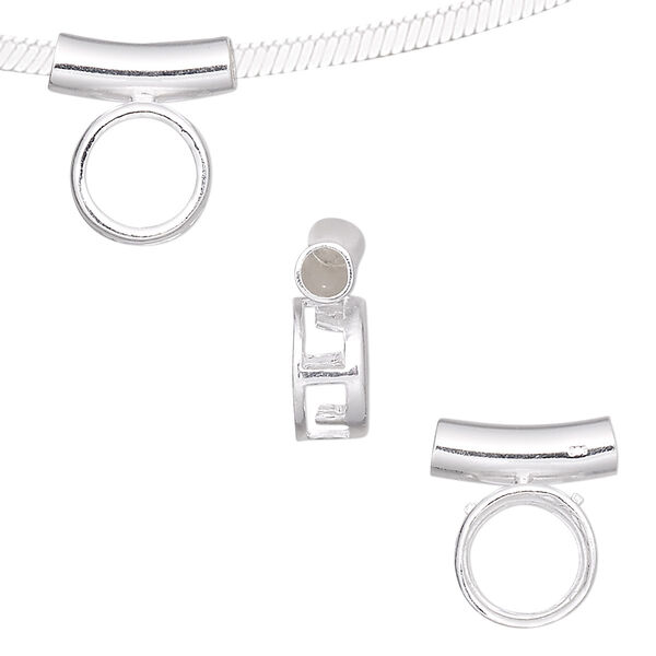 Pendant, sterling silver, 14x13mm round with 8mm round setting and tube bail. Sold individually. image number 0