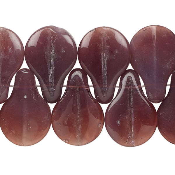 Bead, glass, translucent plum, 19x13mm top-drilled petal. Sold per 12-inch strand, approximately 50 beads. image number 0