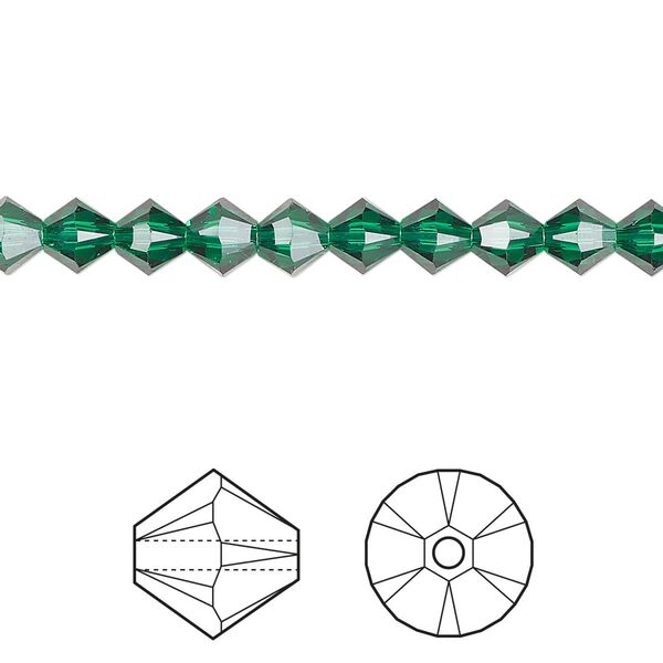 Bead 24pk majestic green, Crystal Passions® 5mm bicone 5328 image number 0
