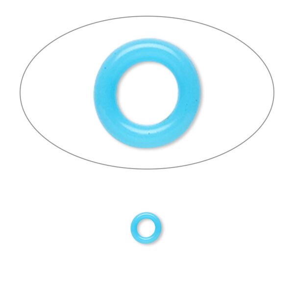Component, Oh! Ring™, silicone, neon blue, 5mm round with 2.5mm hole. Sold per pkg of 500. image number 0