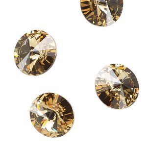 Chaton 48pk light Colorado topaz foil back, Crystal Passions® 14mm rivoli 1122