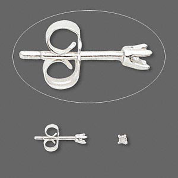 Earstud, Sure-Set™, sterling silver, 2mm 4-prong round setting. Sold per pair. image number 0