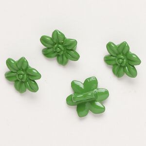 Spacer bar, "pewter" (zinc-based alloy) and enamel, green, 14x12mm 2-strand flower, fits up to 4mm beads. Sold per pkg of 4.