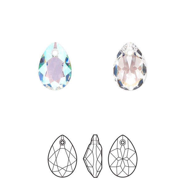Drop 48pk crystal shimmer, Swarovski® 11.5mm pendant pear cut 6433 image number 0