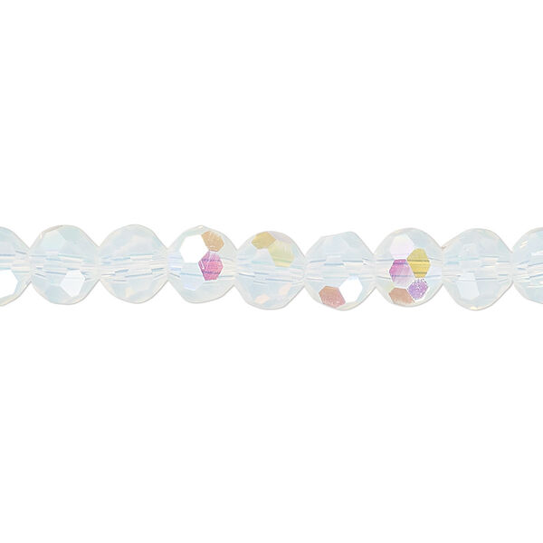 Bead 1pk 32 facets clear translucent frosted AB, Celestial Crystal® 6mm round 15.5-16 inch image number 0