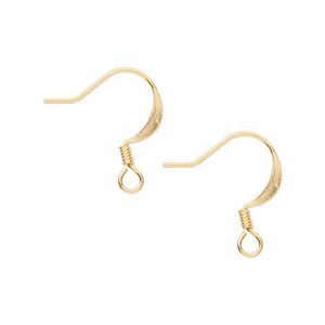 Ear wire fishhook 1pkg500 gold-plated, 17mm flat / 2.5mm coil / open loop, 22 gauge brass 250 pair