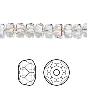 Bead 4pk crystal AB, Crystal Passions® 8x5mm rondelle 5045