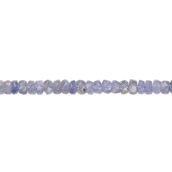 Bead, tanzanite (heated), 4x2mm-5x3mm hand-cut faceted rondelle, C+ grade, Mohs hardness 6 to 7. Sold per 8-inch strand. image number 0