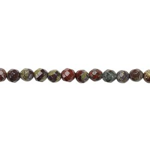 Dragon blood jasper 1pkg1, faceted round bead natural 8 inch 4mm