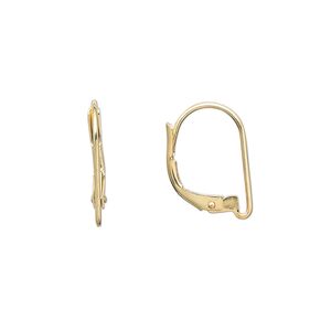 Ear wire leverback 1pkg10 gold-plated, 16mm / open loop, brass 5 pair