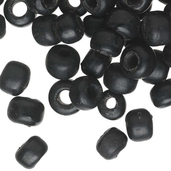 Bead, glass, opaque matte black, 9x7mm crow. Sold per pkg of 100. image number 0