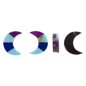 Resin 1pkg2, crescent drop multicolored 12x10mm
