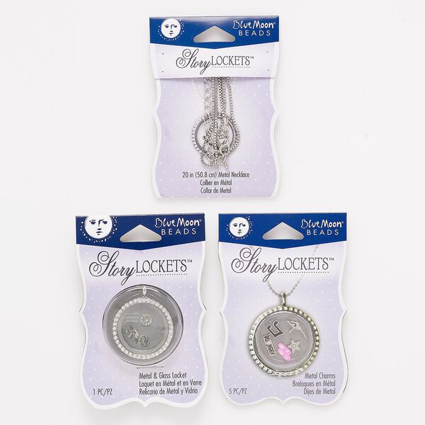 Necklace mix, glass / enamel / silver-finished "pewter" (zinc-based alloy) / steel, clear / pink / black, mixed sizes and shapes with magnetic closure and lobster claw clasp. Sold per 7-piece set. image number 0