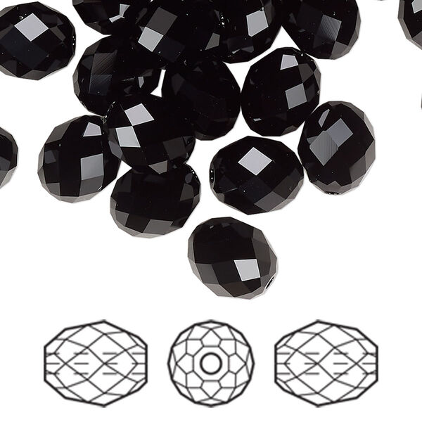 Bead 72pk jet, Swarovski® 9.5x8mm olive briolette 5044 image number 0