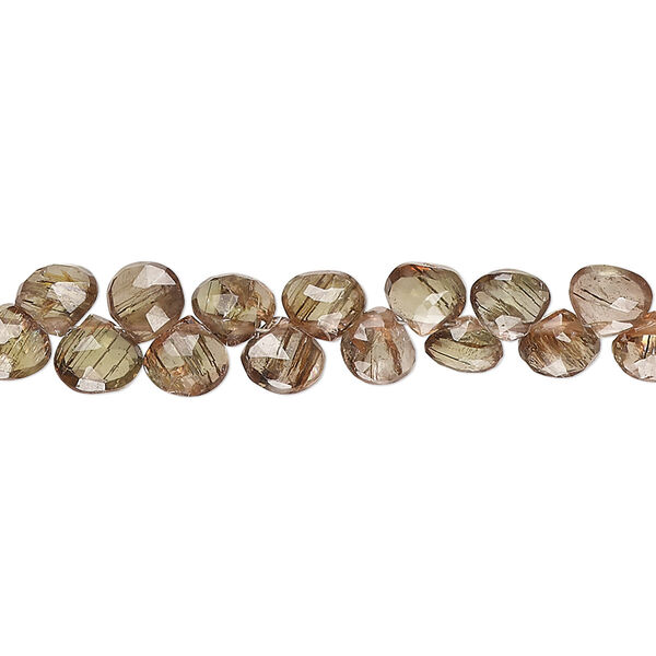 Andalusite 1pkg1, hand-cut top-drilled faceted puffed teardrop bead natural B+ grade, 7 inch 5-6mm image number 0