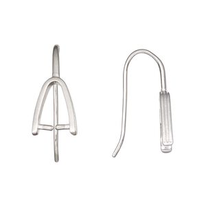 Ear wire 1pkg2 sterling silver, 21mm / perpendicular ice-pick bail / 8.5mm grip length, 19 gauge 1 pair